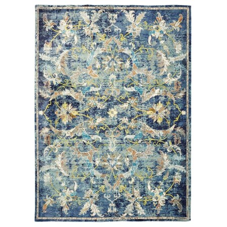 Palacedesigns 4 x 6 ft. Blue & White Jacobean Pattern Area Rug PA3101855